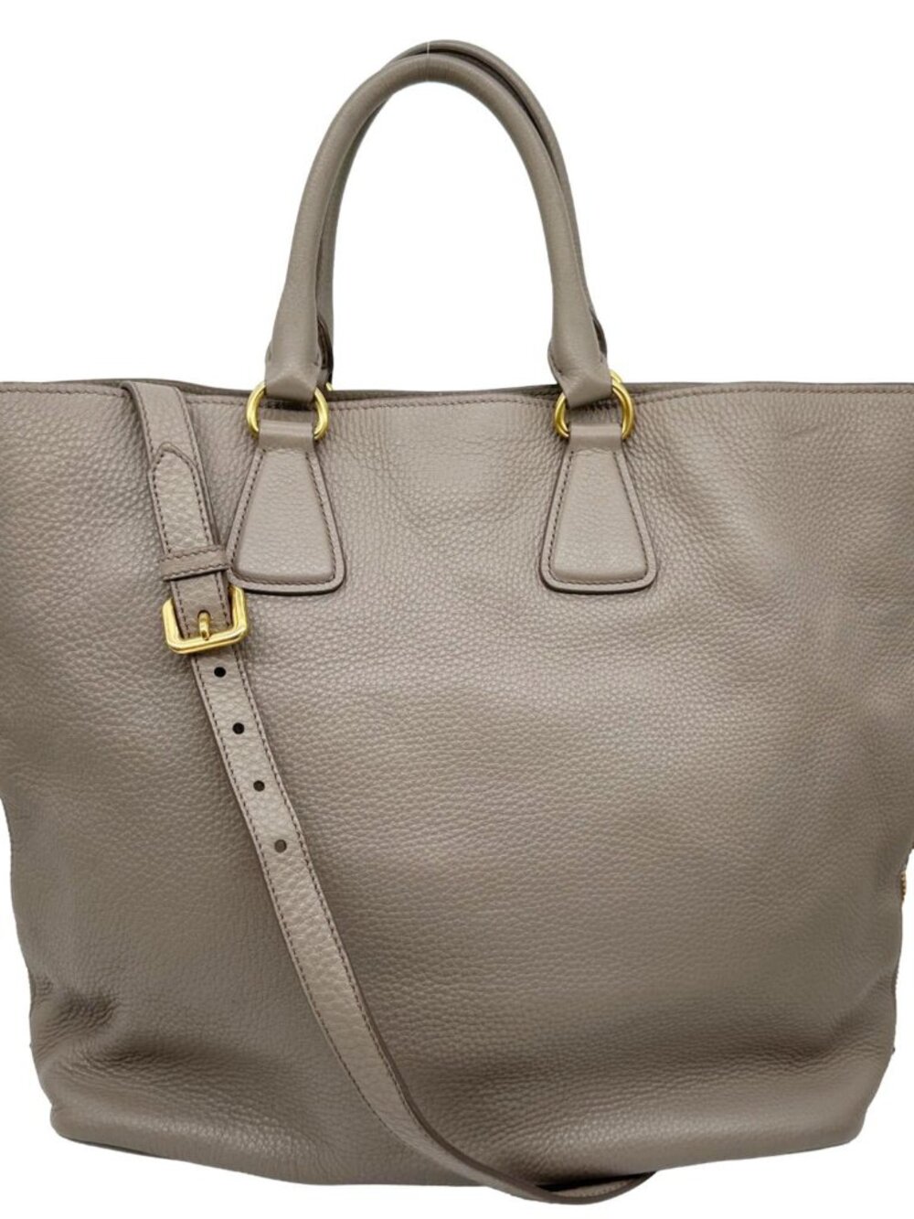 Prada Vitello Daino Side Zip Large Leather Shopper Tote Bag Beige - Picture 3 of 11